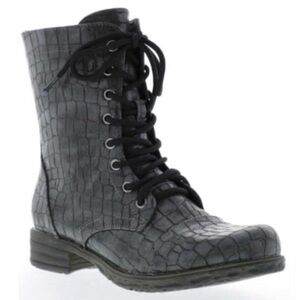 Volatile Black Crocodile-Embossed Combat Boots NWT 💕
